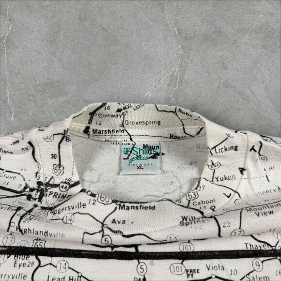 VTG Arkansas, USA All Over Print 90's Destination Map Single Stitch Shirt - XL - Picture 3 of 8
